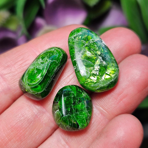 Chrome green diopside tumbled - chrome,